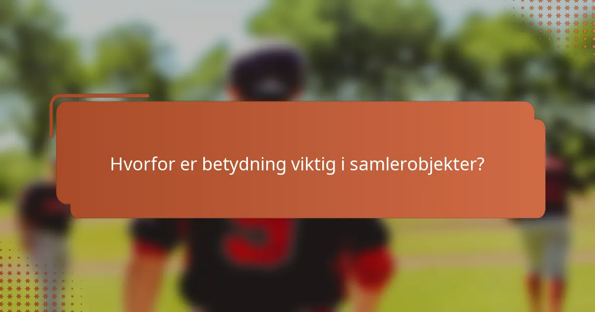 Hvorfor er betydning viktig i samlerobjekter?